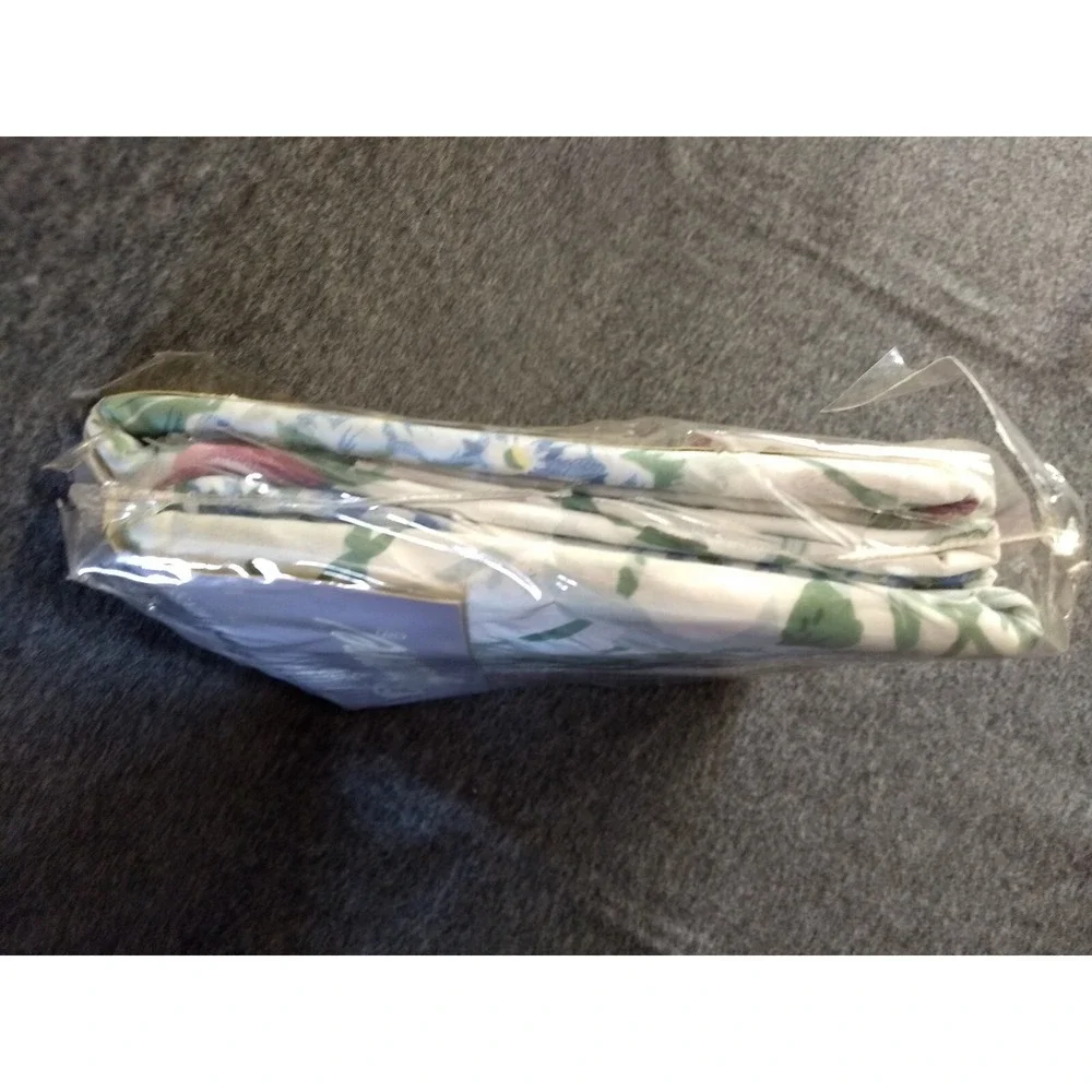 Signature Twin Sheet Set 3Pc Hydrangea‎ Floral Blue Purple Green No Iron NEW NOS